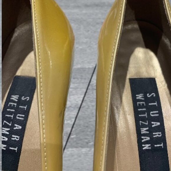 STUART WEITZMAN Gold Patent Leather Heels Size 8 - Picture 6 of 15